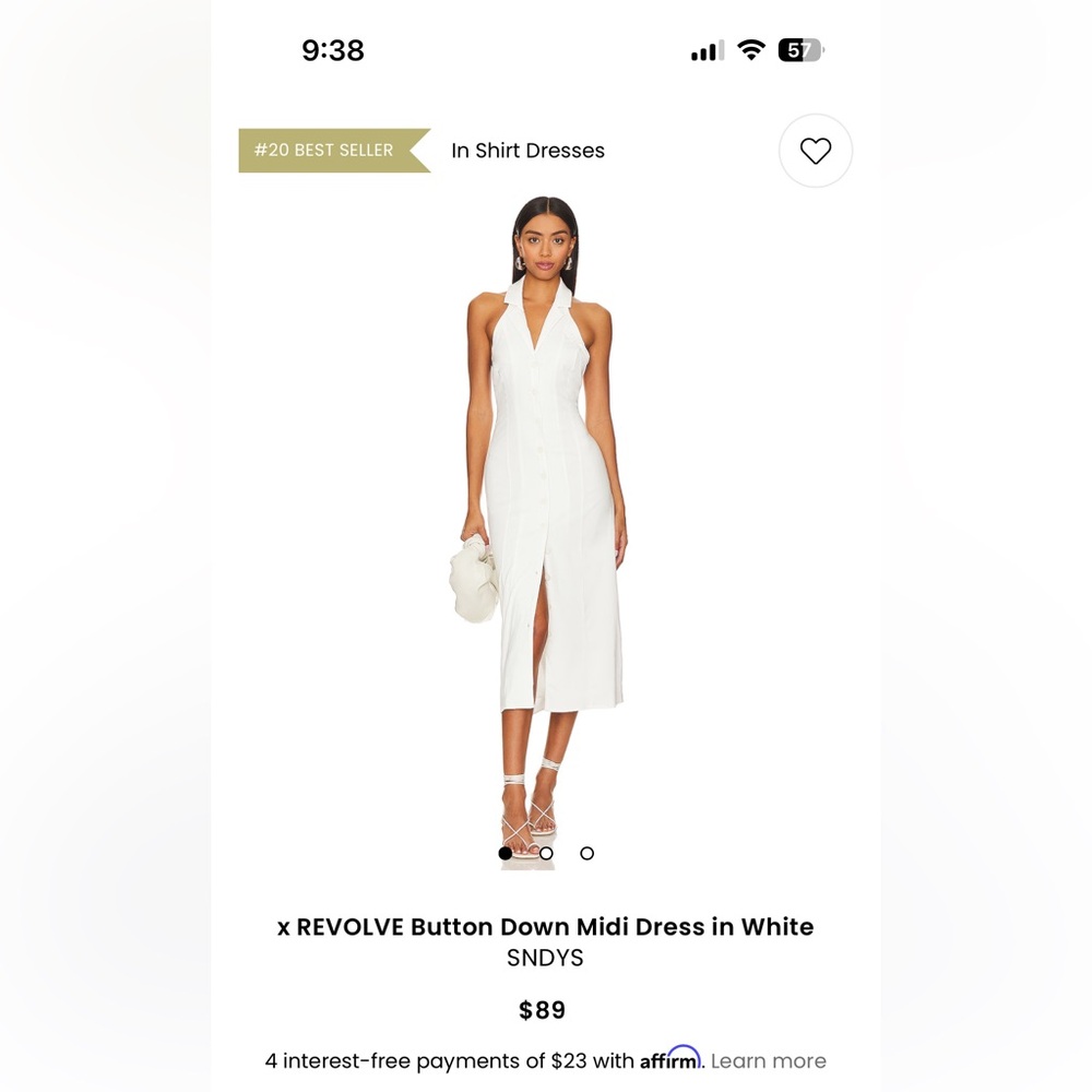 White Sleeveless Halter Midi Dress